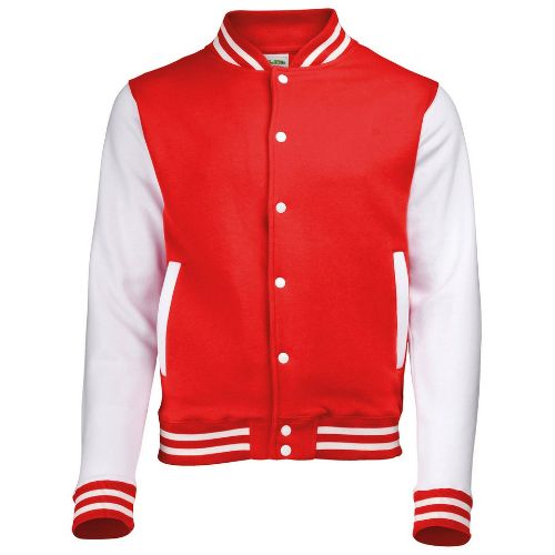 Awdis Just Hoods Varsity Jacket Fire Red/White